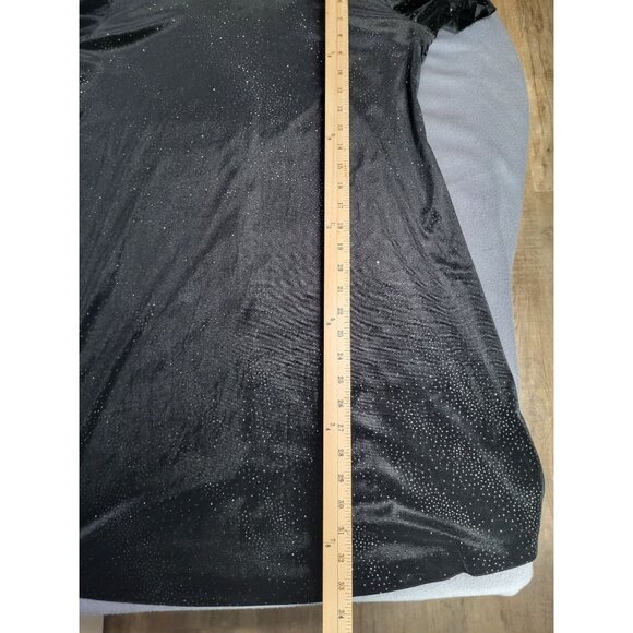 VTG Y2K Black Velvet Sparkle Rhinestone Short Sleeve Mini Dress Whimsigoth 10P - Picture 6 of 10